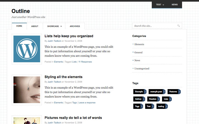 Outline Typography WordPress Themes